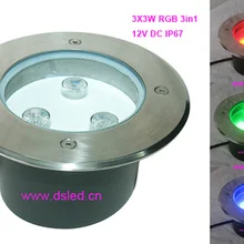 DMX совместимы, ce, IP67, полный цвет 9 Вт led rgb подземный свет, RGB LED подземный свет, 3x3 Вт RGB 3in1, 12 В DC, DS-11C-D160-9W