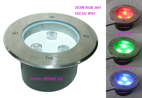 

DMX compatible,CE,IP67,full color 9W LED RGB inground light,RGB LED underground light,3X3W RGB 3in1,12V DC,DS-11C-D160-9W