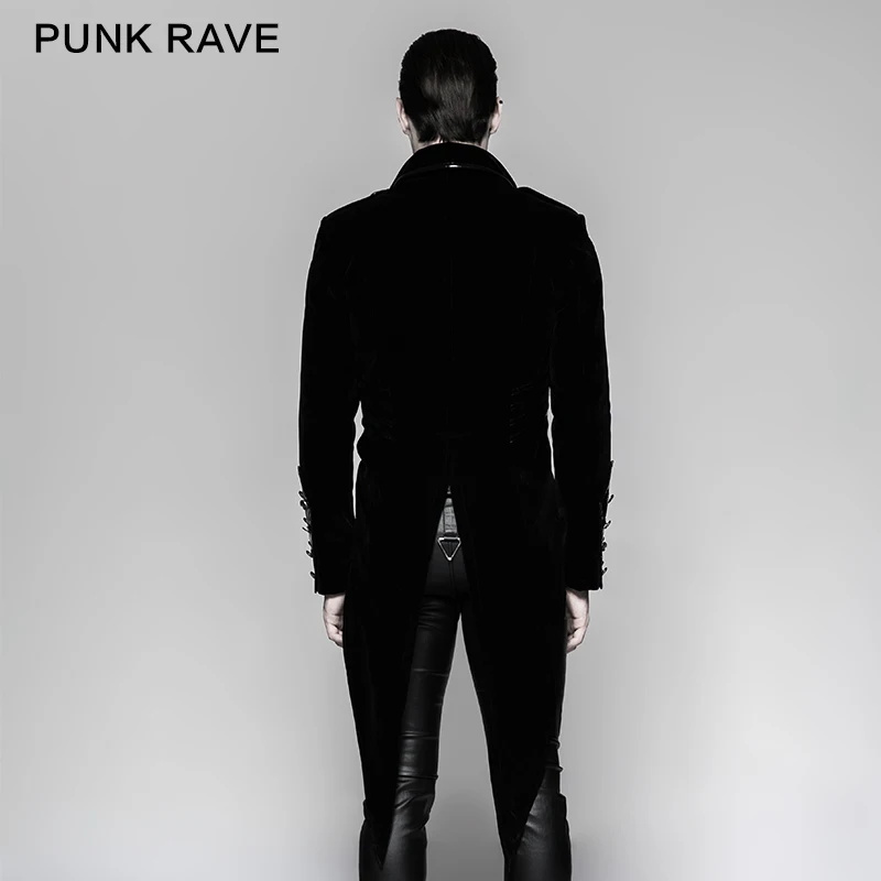 PUNK RAVE Men's Military Uniform Gorgeous Swallow-tail Jacket Coat Gothic Steampunk Vintage Palace Coat Formal Party Trench Coat