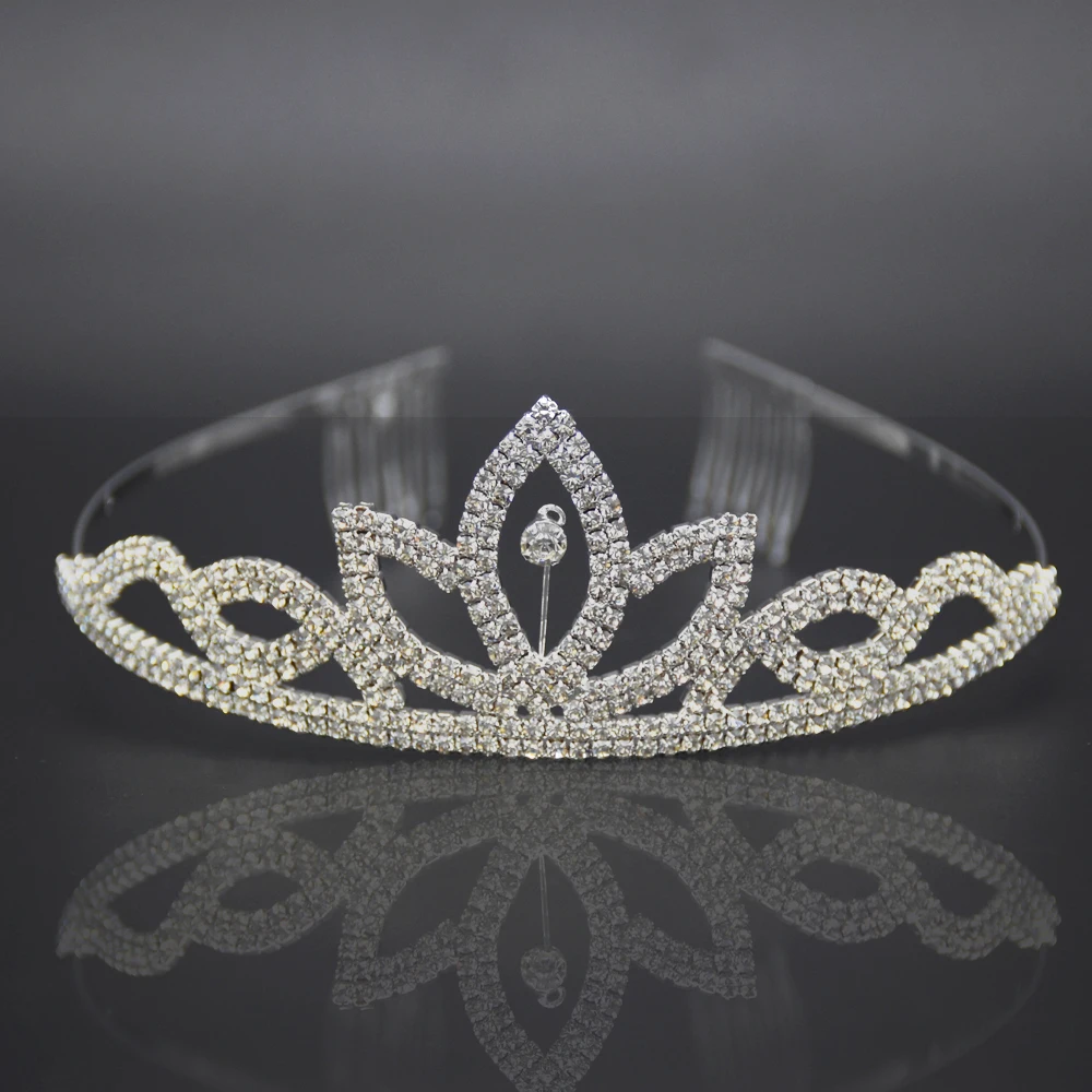 Buy Shining Crystal Crown Headband Imitated Silver Plated Princess Tiara Head