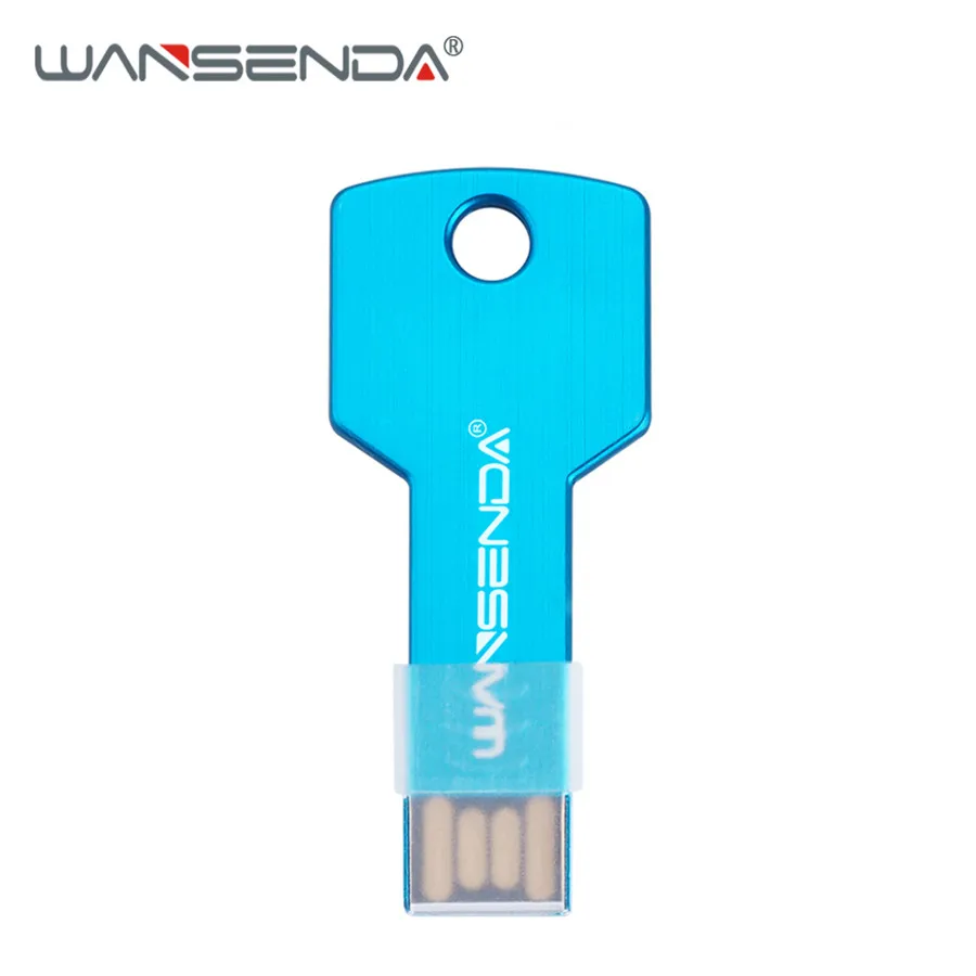 Wansenda usb флеш-накопитель в форме ключа, водонепроницаемая ручка-накопитель, 4 ГБ, 8 ГБ, 16 ГБ, 32 ГБ, 64 ГБ, реальная емкость, USB 2,0, флешка, флеш-карта памяти - Цвет: Синий