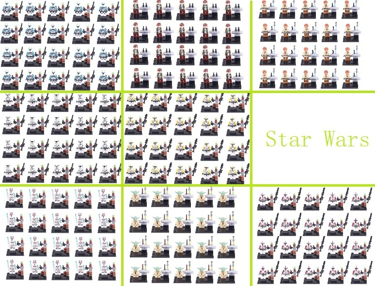 

20Pcs Star Wars White Solider Clone Trooper/Clone Trooper Captain/Captain Rex/Jek 14/Clone Commander/Yoda Darth Vader Bricks Toy