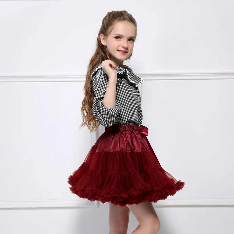 Пышные однотонные юбки-пачки из шифона для девочек от 0 до 8 лет юбка-американка детская танцевальная юбка модная Рождественская фатиновая юбка-американка