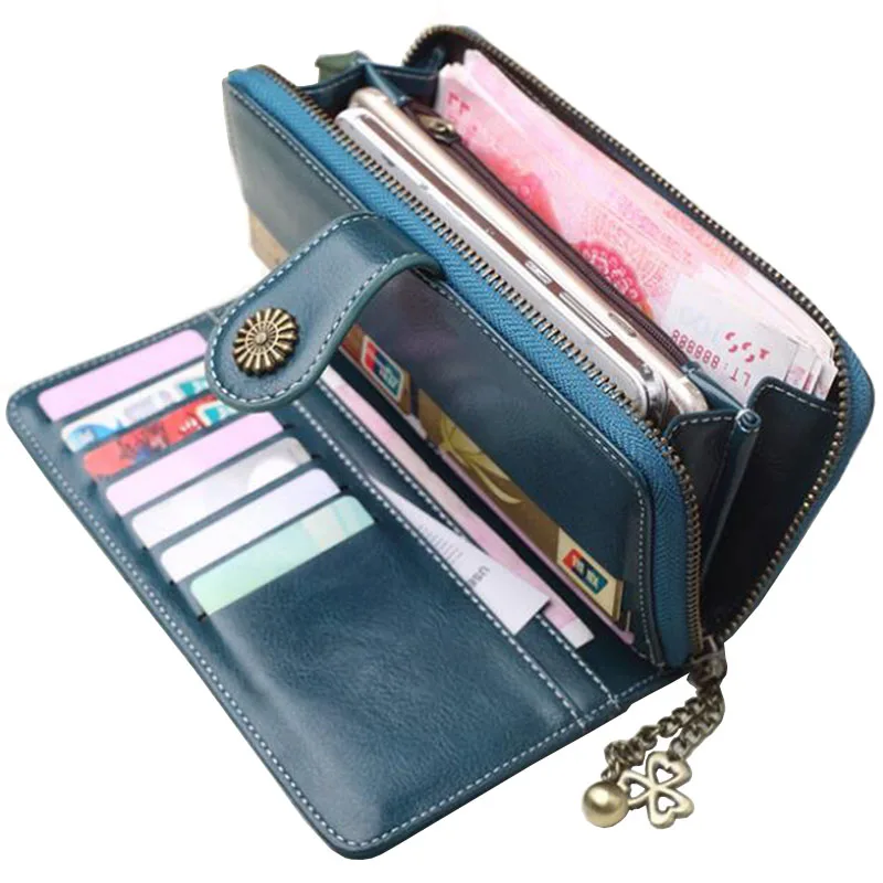 Fashion Women Yellow Clutch 2018 Leather Wallet Woman Zipper Long Wallets Female Purse Wristlet ...