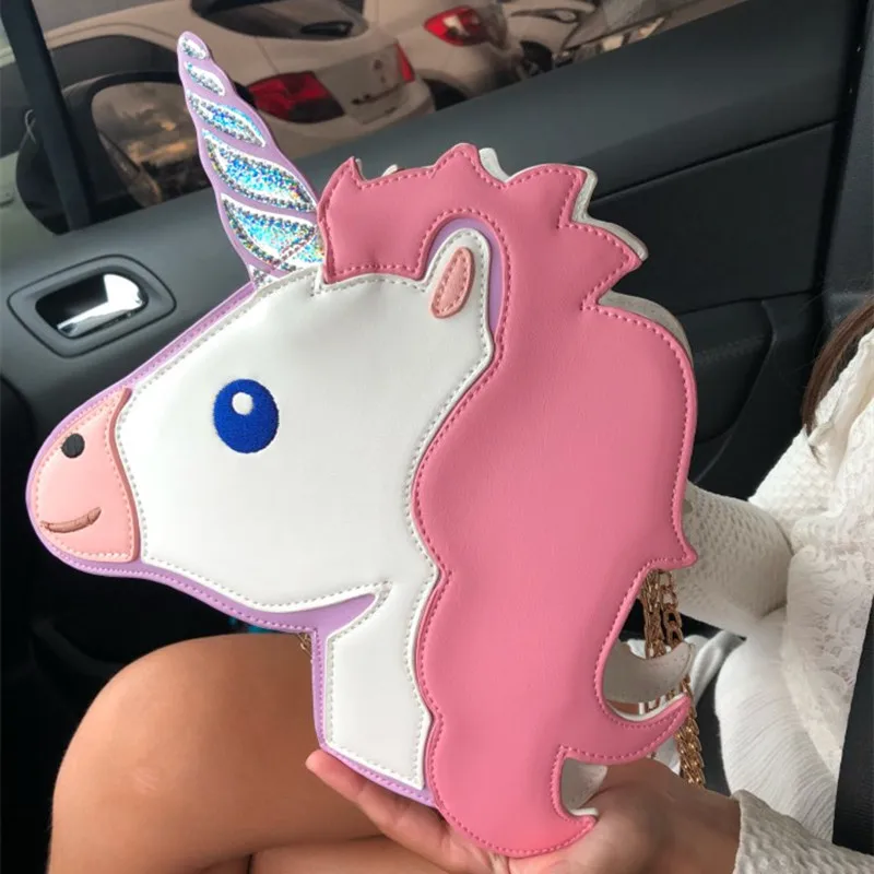 

Hot Fashion Funny Unicorn Ladies Handbags Personality Wallet Chain Shoulders Messenger Wallet Party Mini Mobile Coin Change Pack