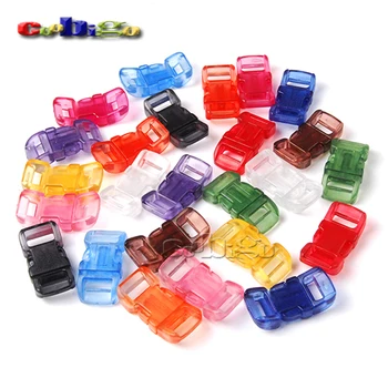

500pcs 7/16" (11mm) Curved Buckles Paracord Bracelet Dog Cat Collar Webbing Clear Frost Transparent Multicolor#FLC039-T(Mix-s)
