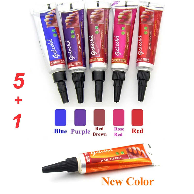 

5g GOLECHA Indian Henna Paste Cones Cream Tube for Natural Beauty Nail Art Colored Henna DIY Body Painting Makeup Tool 6Pcs/Set