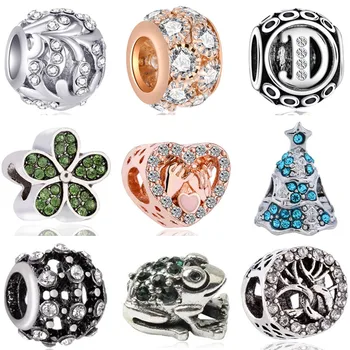 

Fit Pandora Bracelets & Bangles for Women DIY Pulsera Alloy Elephant Tortoise Frog Mickey Beads Charms Big Berloques