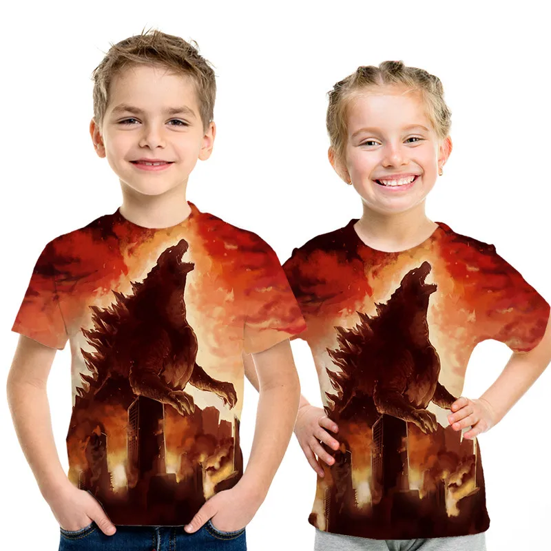 

Godzilla: King of the Monsters summer children's clothes Funny Streetwear T shirt kids Godzilla t-shirt 3d boys Girls tshirt men