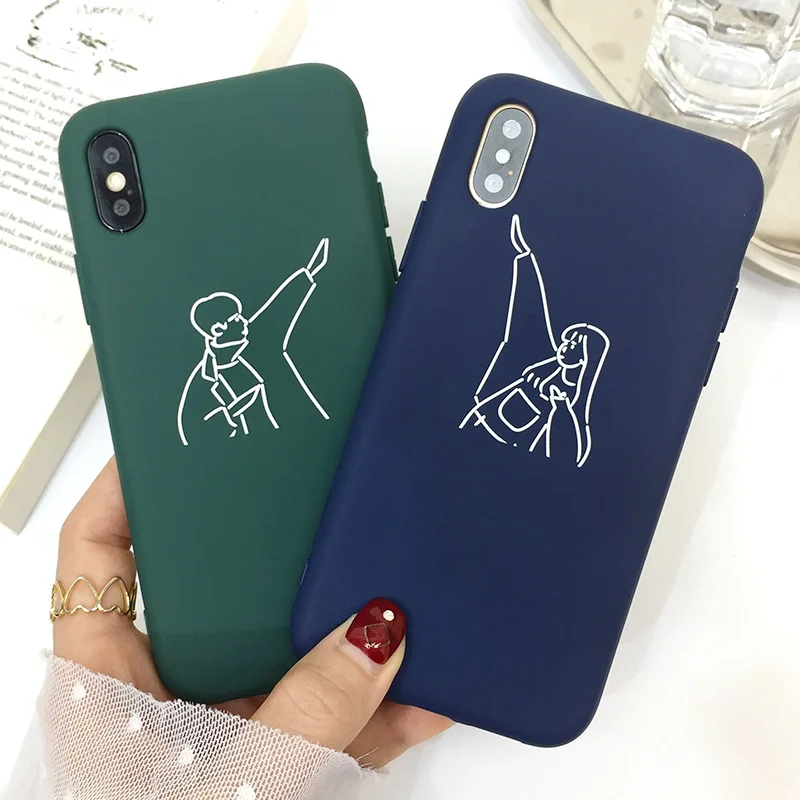 JAMULAR в стиле ретро линии пары телефон чехол для iPhone XS Max XR 7 6s 8 6 plus Мягкий
