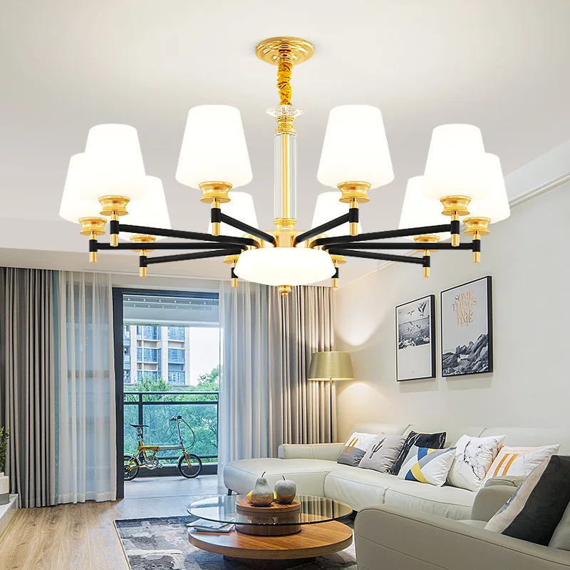 

Modern minimalist crystal LED chandelier wrought iron restaurant hanging lights home bedroom fixtures glass living room lamp