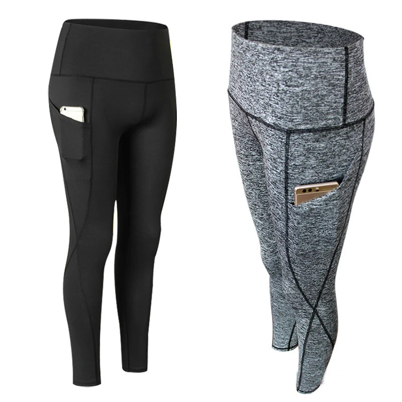 

Solid Pocket High Waist Tights Women Fitness Elastic Sports Leggings Breathable Yoga Pants Gym Leggings Training Work Out Shape