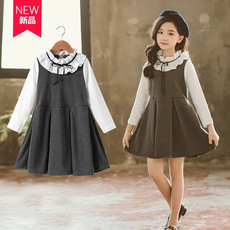 

Girls Dress 2019 New Summer Brand Girls Clothes Lace And Ball Design Baby Girls Dress Party Dress For Fake two-piece tank dress