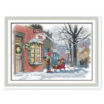 

Christmas wish European-style needlework embroidery cross-stitch winter snow scene children's beautiful Christmas wishes