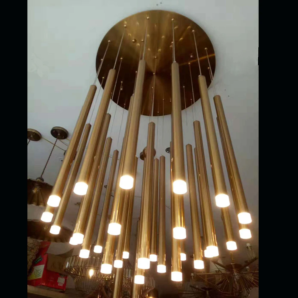 Günstig Anhänger lichter LED Dimmer Moderne Lange Zylinder Matt Endet Lampe Luxus Glänzend Bronze Kunst esszimmer Nach dekoration lamparas