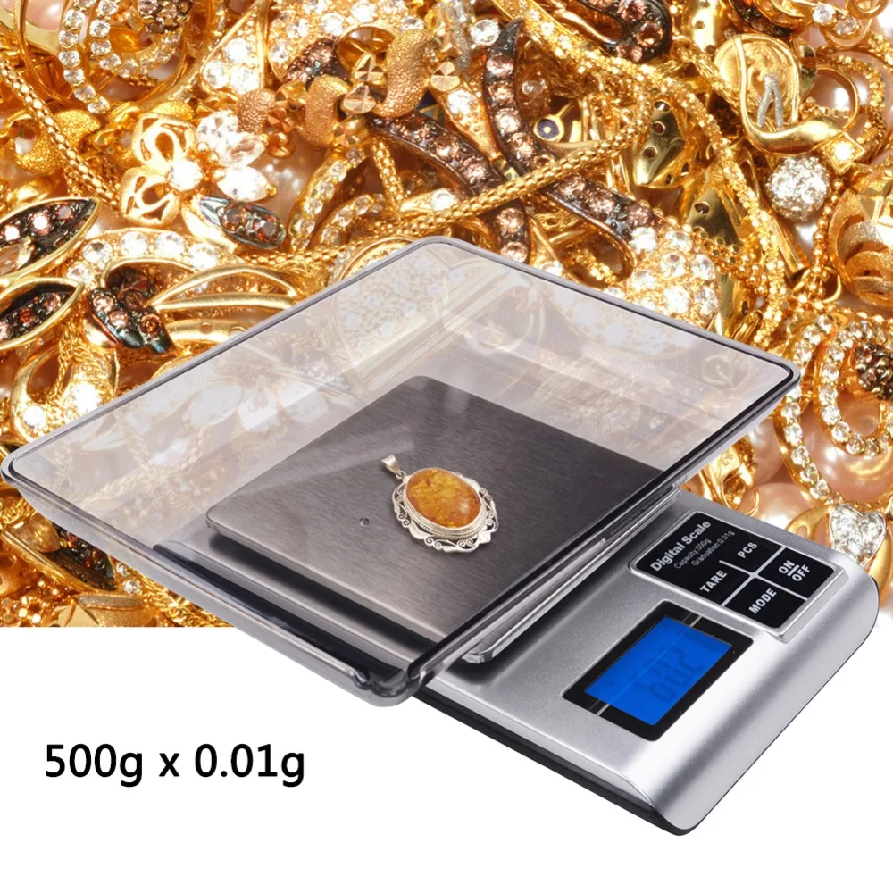 

yieryi 500G 0.01g LCD Digital Jewelry Pocket Scale Portable Electronic scales precision Kitchen Food Weight Balance calculators