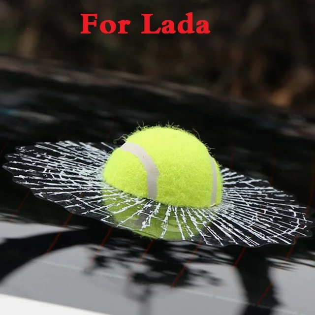 

car styling Funny 3D Tennis Ball Hits Decals Car Body Stickers Styling for Lada Oka 2105 2106 2107 2109 2110 2112 2113 2114 2115