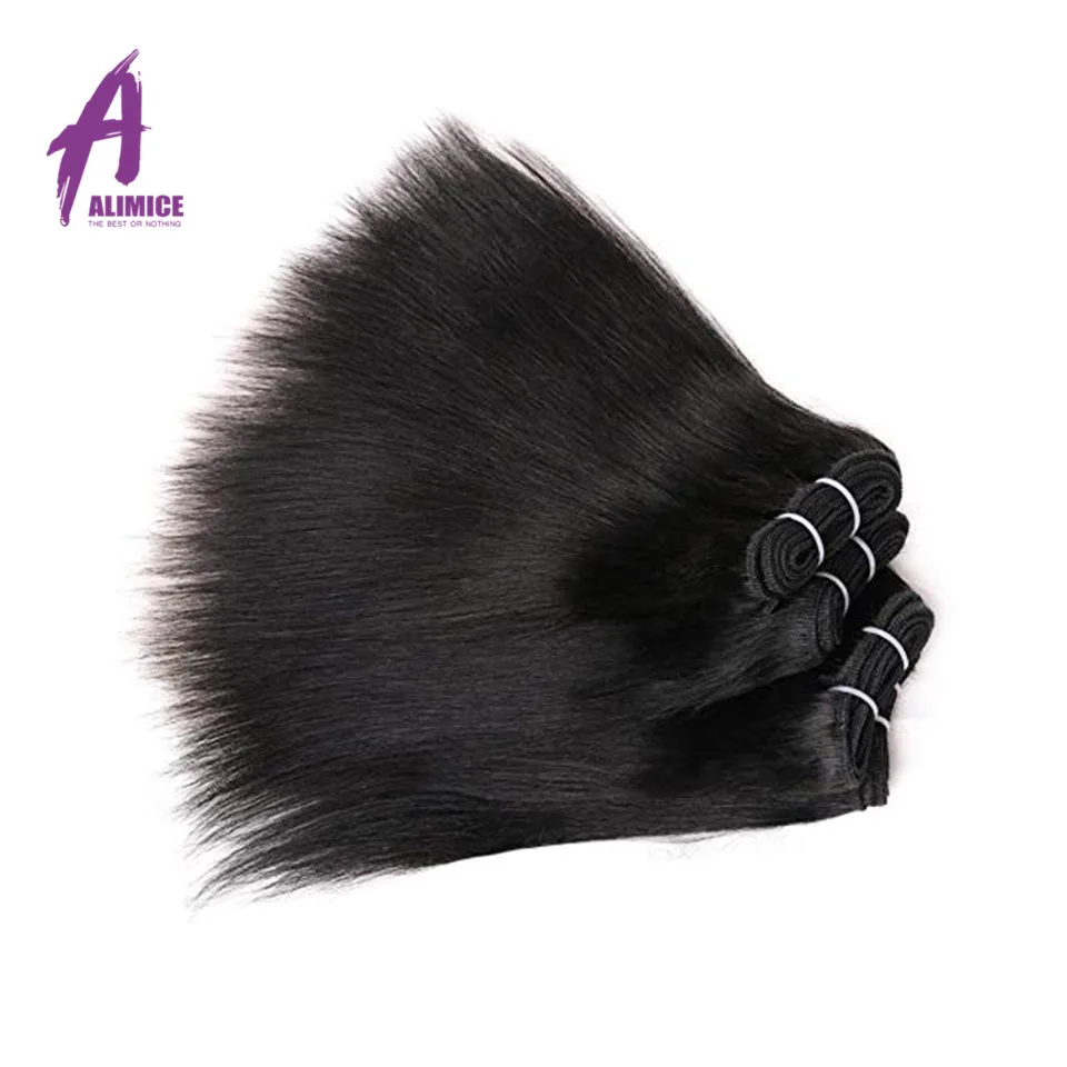 Alimice Brazilian Straight Human Hair 4 Bundles Deal 100% Human Hair Weave Remy Hair Bundles 8-22 inch Natural Color 50gBundle (4)