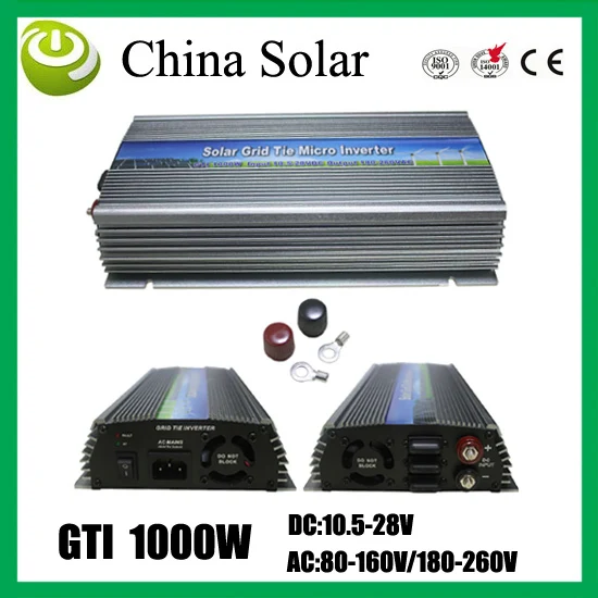 

Solar Grid Tie Inverter 10.5-28VDC 80-160VAC/180-260VAC Output 1000W inverter for PV system