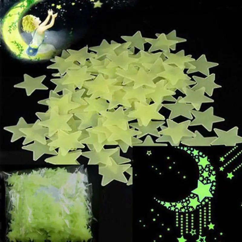 

100pcs Wall Stickers Decal Glow In The Dark Baby Kids Bedroom Home Decor Color Stars Luminous Fluorescent Wall Stickers Decal