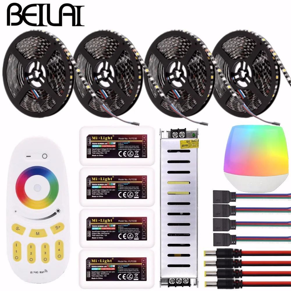 

Mi Light WIFI RGBW RGBWW RGB LED Strip Waterproof Black PCB 5050 DC12V 60led/m LED Lights Flexible Neon For Christmas Decoration