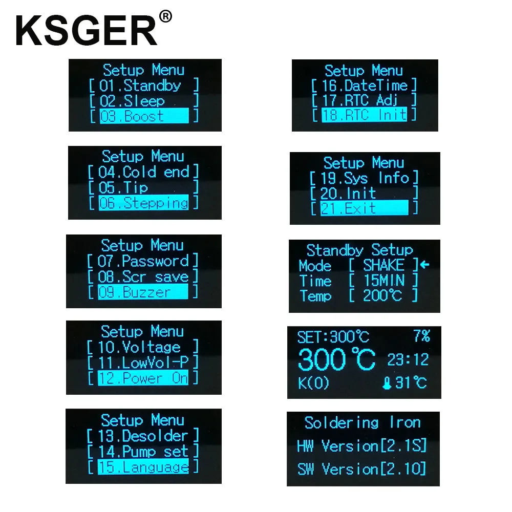 KSGER T12 паяльная станция STM32 V2.1S OLED контроллер T12 железные наконечники сварочные комплекты ручка из алюминиевого сплава цинковая подставка быстрый нагрев