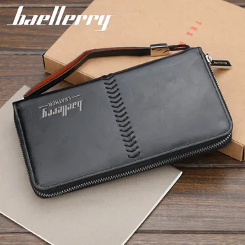 

Original Men Wallets Long Purses Money Bag Leather Men Clutch Coin Wallet Male Wrist Strap Wallet carteira masculina MWS020-9