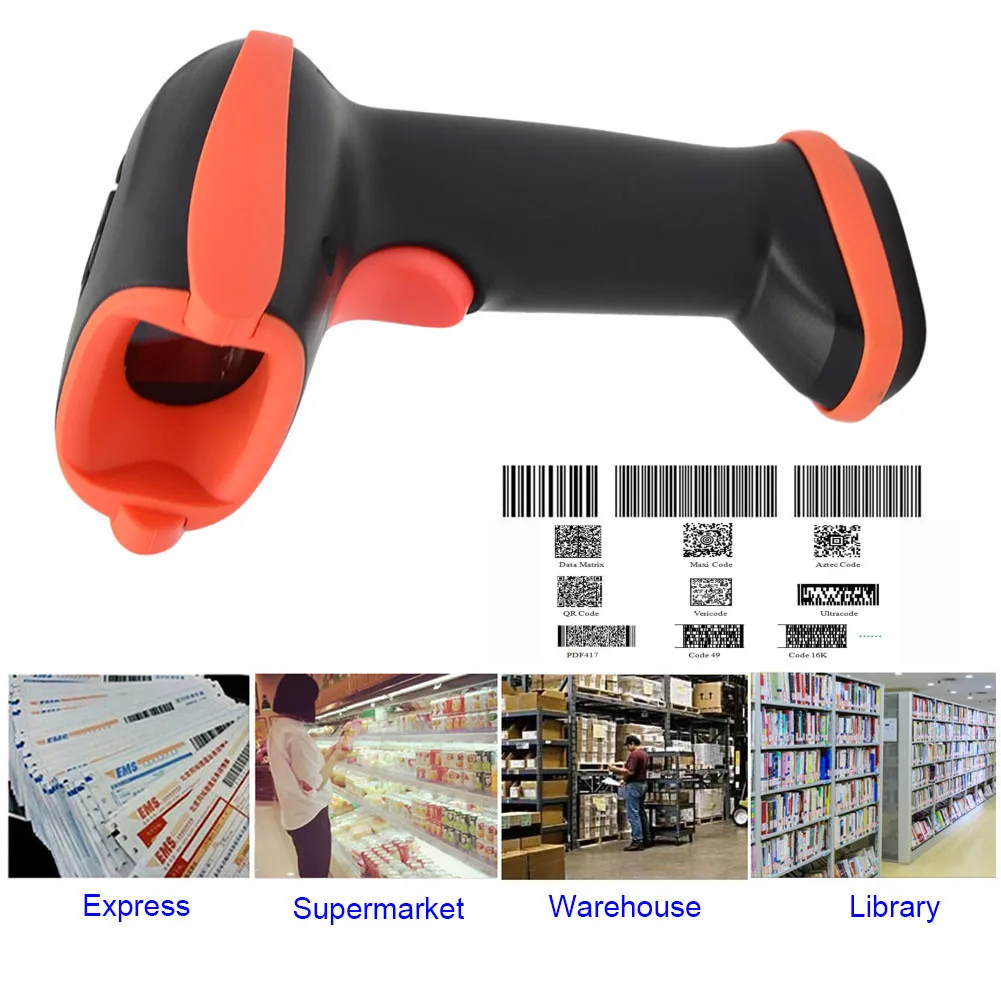 

Bar Code Scanner Handheld Bluetooth Wireless Barcode Reader USB Wired Rechargeable 32-bit Decoder SD998