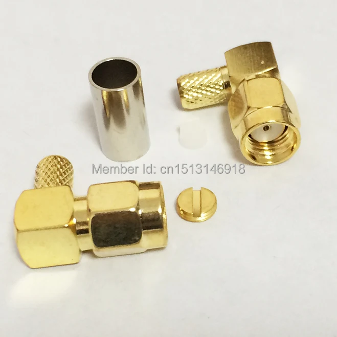 1 шт. RP SMA штекер RF коаксиальный разъем обжимной RG58 RG142 RG400 LMR195 Кабельный