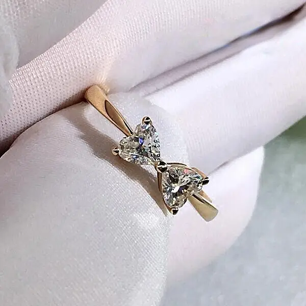 

Fashion Austria Crystal Rings Gold Color Bow Ring Wedding Engagement Cubic Zirconia Bowknot Rings For Women