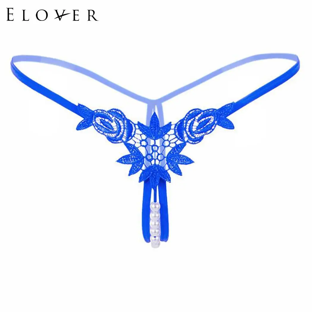 blue Elover женское сексуальное нижнее белье стринги с открытой промежностью трусики с жемчужинами стринги для сексуальное прозрачное белье Соблазнительные трусики стринги - Цвет: blue