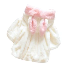 Для детей для девочек пальто для новорожденных зимнее год меховой воротник зимний костюм мягкий искусственный мех красивая мех кролика шапка капюшон для девочек зимняя одежда