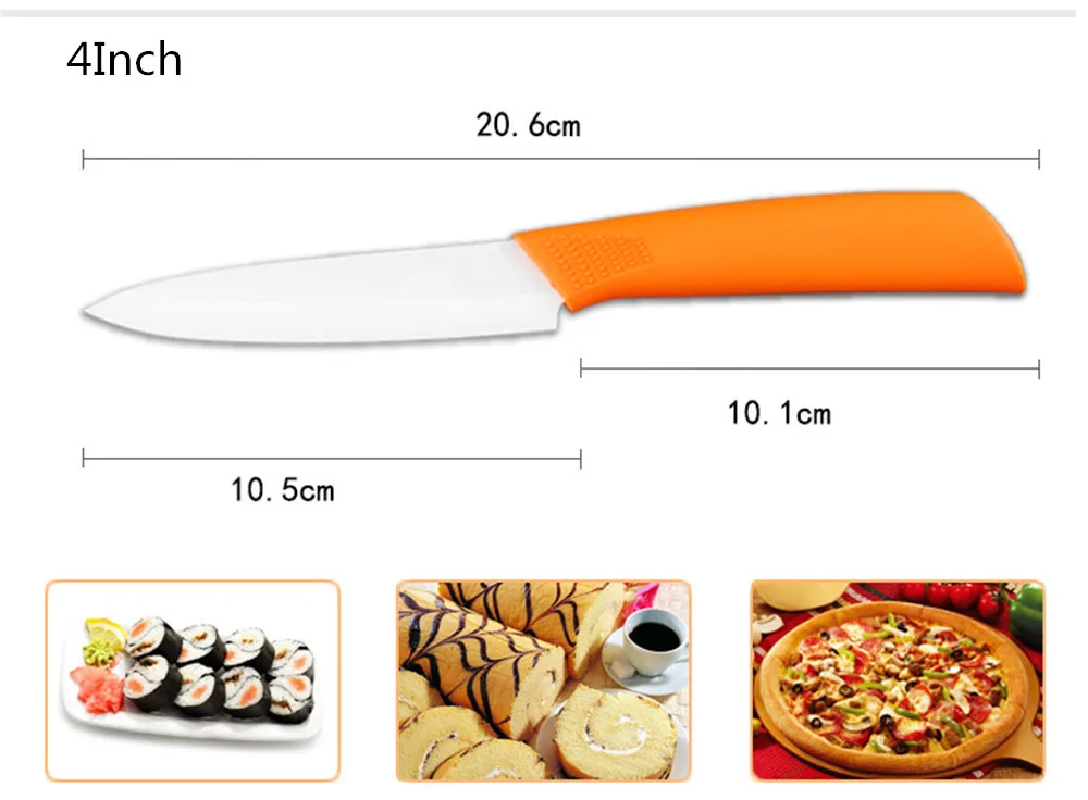 D002 фирменный высококачественный кухонный нож, набор керамических ножей " 4" " 6" дюймов+ Овощечистка+ прозрачная акриловая подставка для кухни