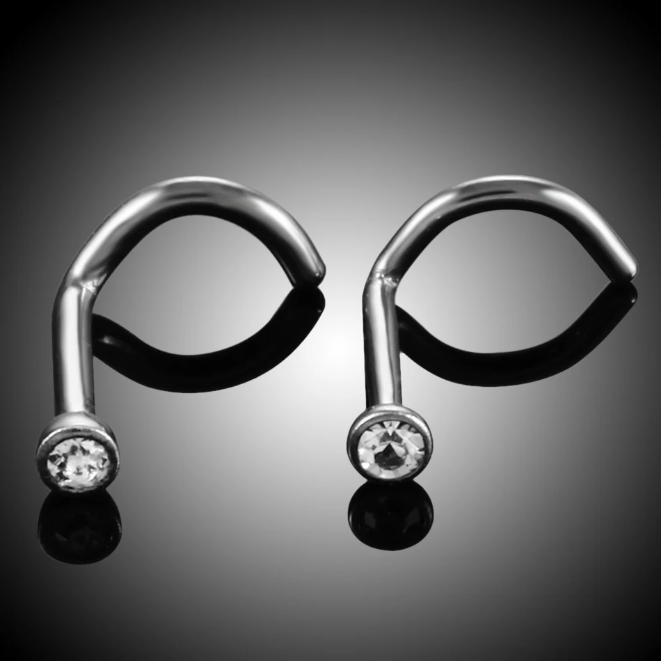 G23 Titanium Nose Screw Stud Piercing Crystal 1PC Nariz Piercing Jewelry Twist Nose Stud Bone Fashion Girls 20g&18g piercing jewelry nose studs body piercing jewelry body jewelry