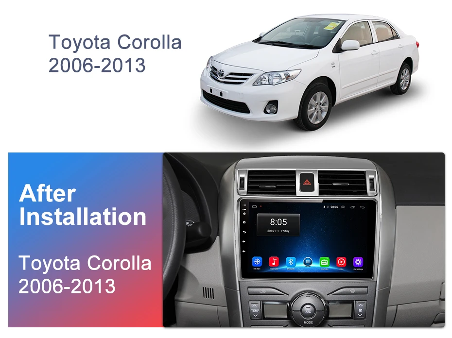 Perfect Junsun V1 Android 9.0 2G+32G DSP Car Radio Multimedia Player GPS Navigation For Toyota Corolla E140/150 2007-2013 2din no DVD 5