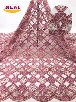 

2019 African Lace High Quality French Lace Fabric With Sequins Onion African Lace Fabric For Nigerian Wedding Dress XY2721B-3