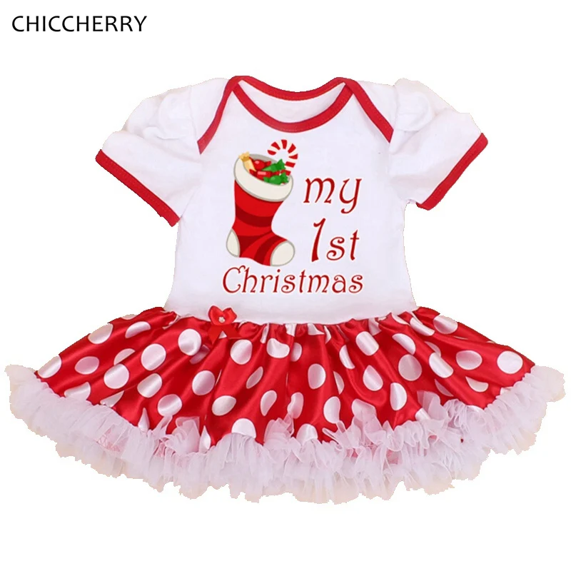 My First Christmas Toddler Girl Clothes Polka Dots One Piece Baby VE078-A--2 - My First Christmas Toddler Girl Clothes Polka Dots One Piece Baby