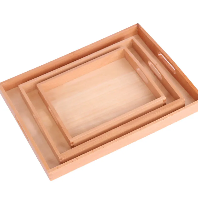 Wooden Montessori Toys Infant Wooden Tray Set Of 3 Preschool Educational Learning Toys For Kids Juguetes Brinquedos E2364Z