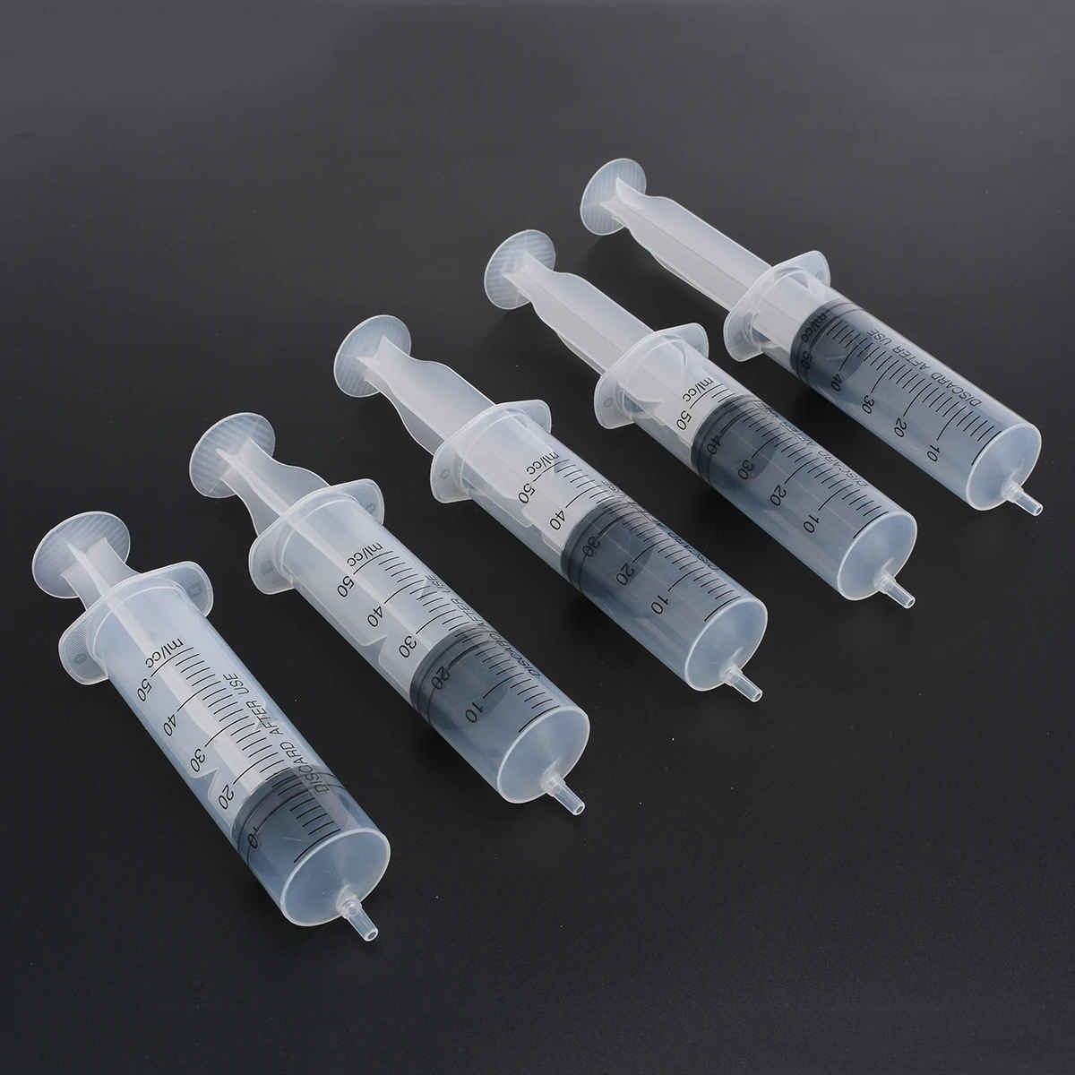 5pcs/Set New Transparent Syringe 50ml Plastic Disposable Industrial Manual Syringes With Rubber Membrane