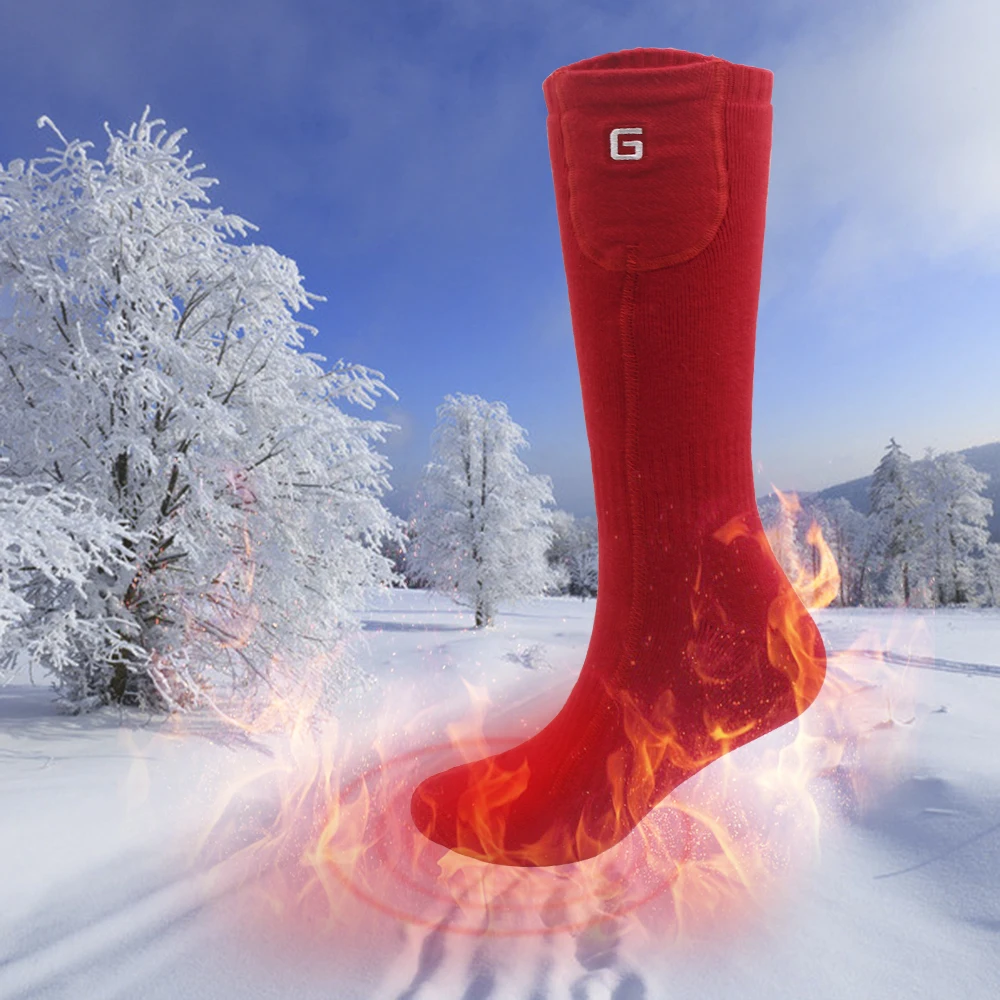Унисекс Зимние теплые носки с подогревом с перезаряжаемой батареей, электрические, 3,7 в, с подогревом, для здоровья, электрические нагревательные носки для езды на велосипеде, лыжах
