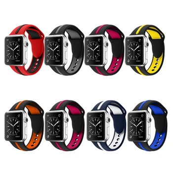 

sport strap for apple watch band 4 5 44mm 42mm 40mm 38mm iwatch belt 5/4/3/2/1 silicone bracelet Two-tone rubber pulseira