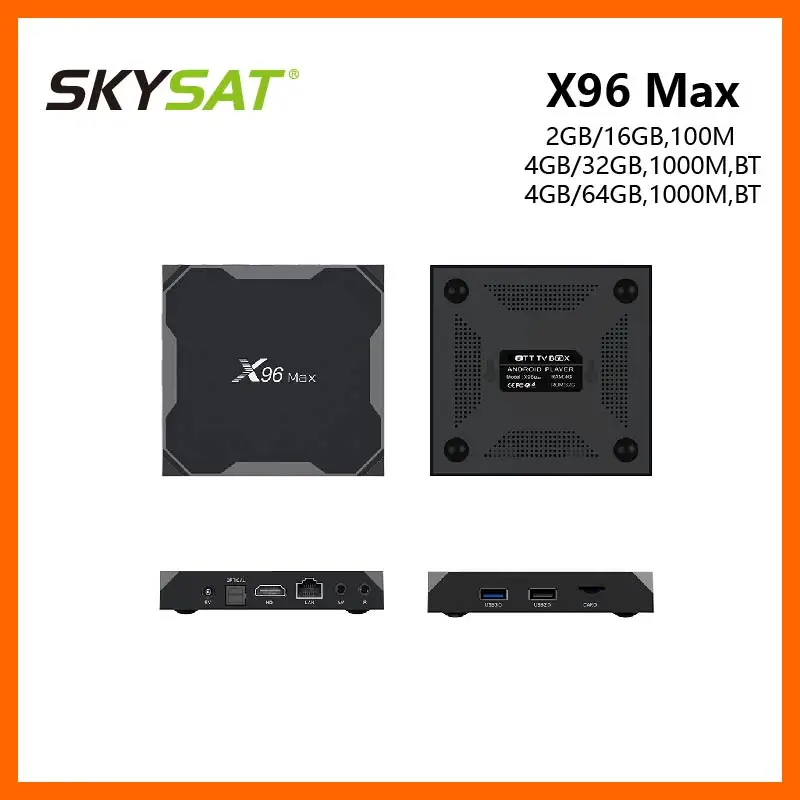 

X96 MAX Smart TV Box Amlogic S905X2 Quad Core Android 8.1 WiFi 2.4G/5G Ethernet 100M/1000M BT4.0 IPTV Box