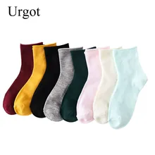 Urgot 10 пар/лот, женские носки, модные однотонные носки ярких цветов, простые весенне-осенние зимние женские хлопковые носки, Meias