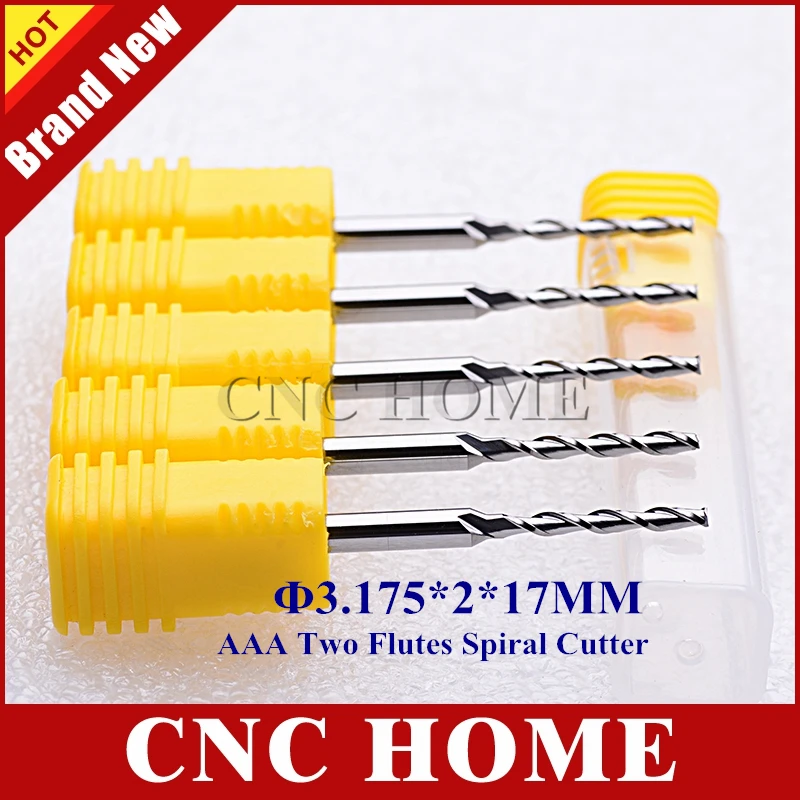 10Pcs 3.175*2*17mm Two 2 Flutes End Mill Spiral Wood CNC Router Bits Carbide Milling Cutter for Machine Cutting Engraving | Инструменты