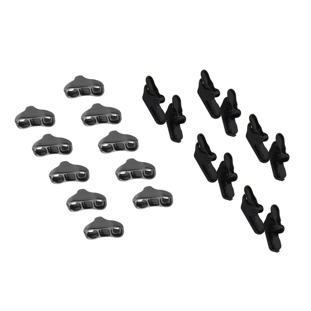 10 X Awning Clamp Tarp Clips Snap Tent Tighten Tool + Rope Tensioner