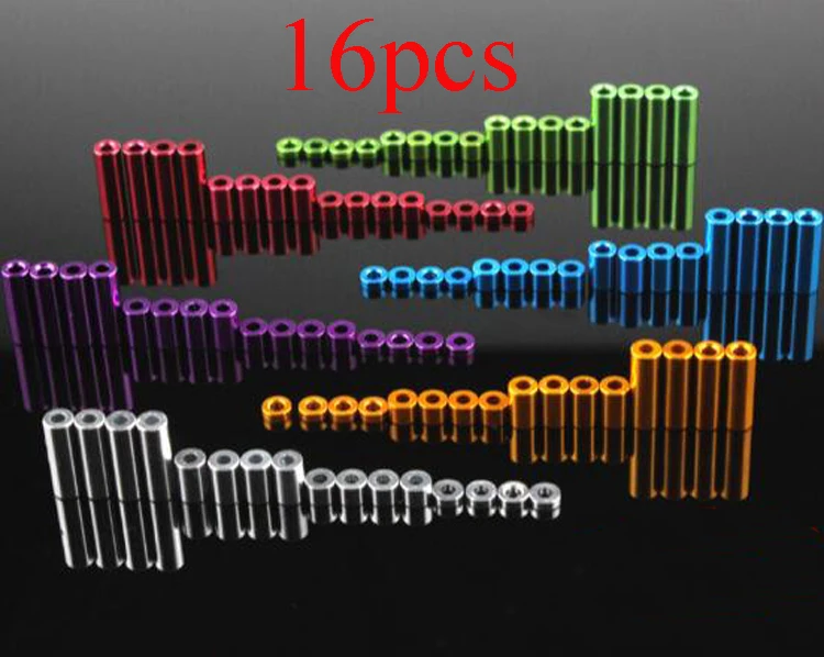 

Yuenhoang 16PCS 1.5/3/6/12mm Aluminum Spacer Set Standoff Aluminium Tube Column Spare Parts for Tamiya Mini 4WD RC Car Model