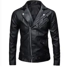 Фирменная Новинка, мужская Тонкая кожаная куртка, Мужская Повседневная мотоциклетная куртка большого размера, черная/белая, весенние и осенние пальто, куртки J1108