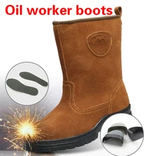 Зимняя защитная обувь из кожи для предотвращения разбивания проколов и брызг Рабочая защитная обувь мужская обувь