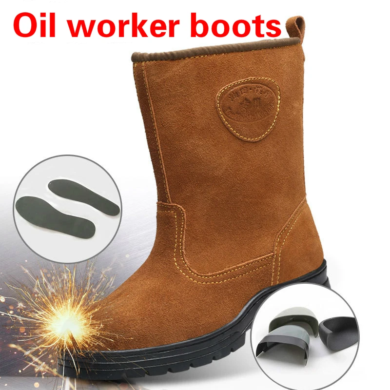 

Winter skin high safety shoes to prevent smashing puncture splash proof labor Protective shoes boots men shoes
