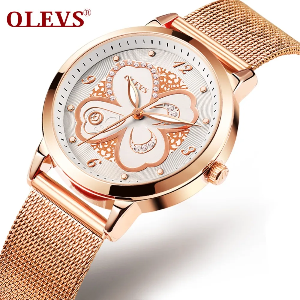 

OLEVS Creative Design Wristwatch Simple Butterfly Digital Luminous Hands Rhinestone Dial Quartz watches for women Steel Watch